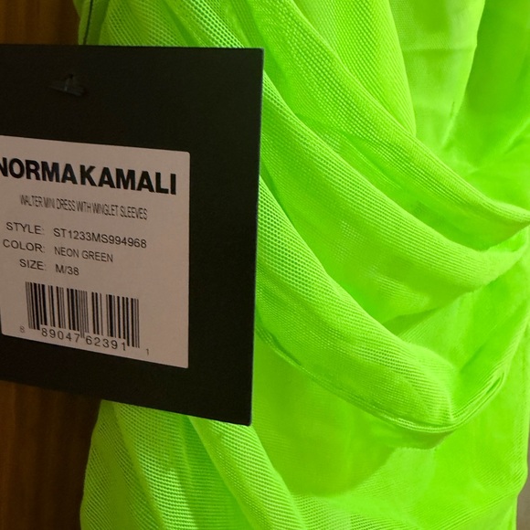Norma Kamali Neon Green Ruched Mini Dress - Picture 3 of 7